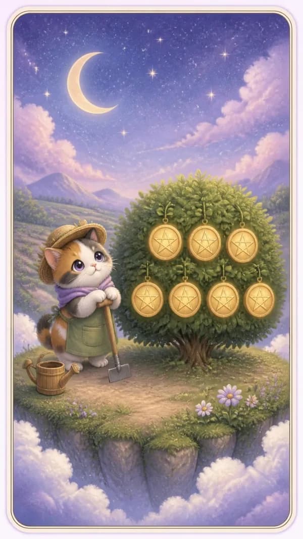 ไพ่เจ็ดเหรียญ Seven of Pentacles