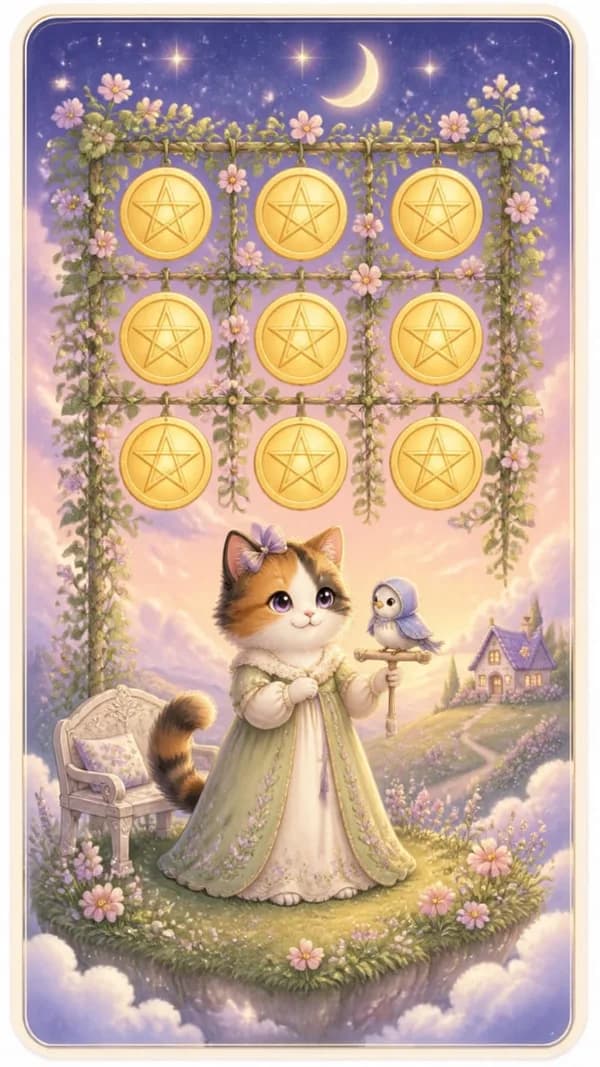 ไพ่เก้าเหรียญ Nine of Pentacles