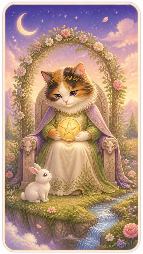 ไพ่ราชินีเหรียญ Queen of Pentacles